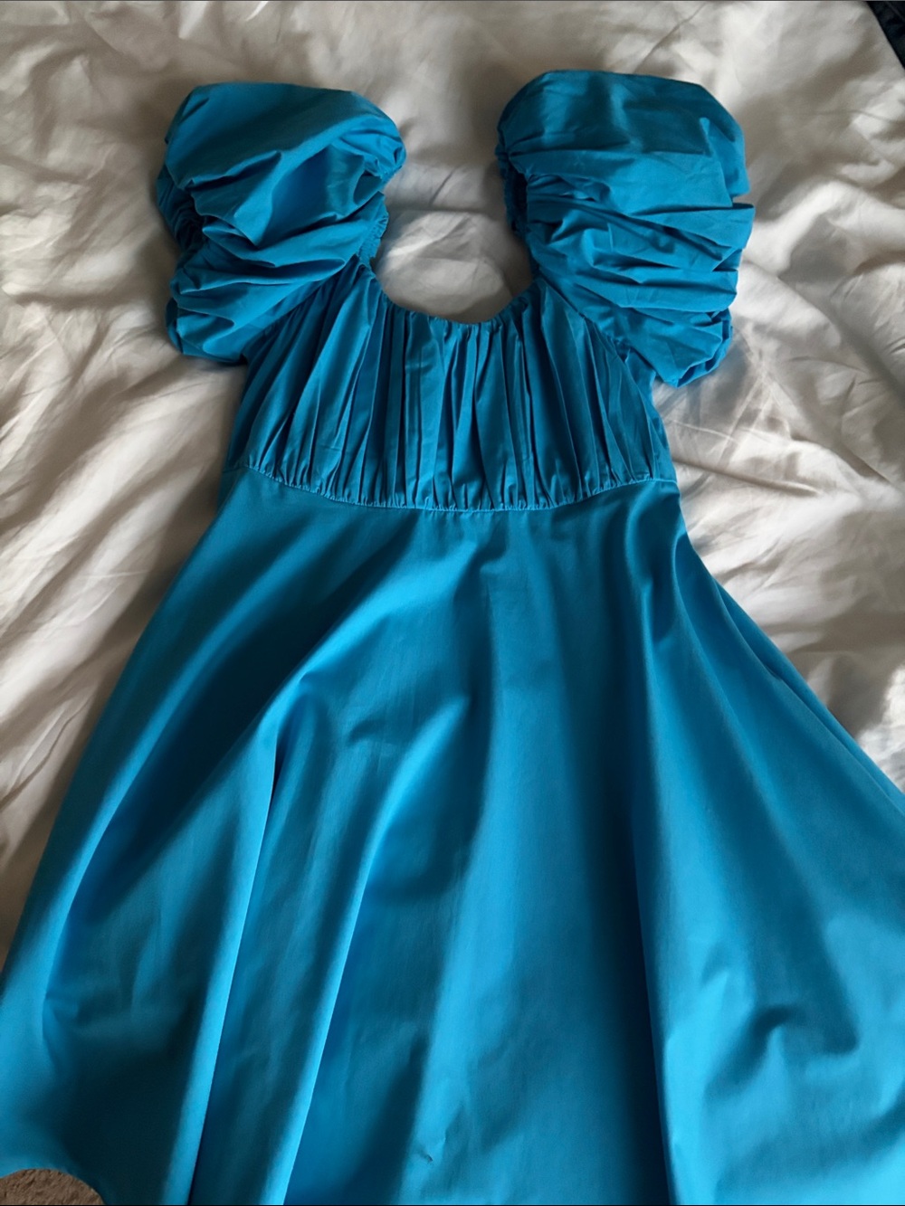 Abercrombie and Fitch Bright Turquoise Puff Sleeve Mini Dress Size S